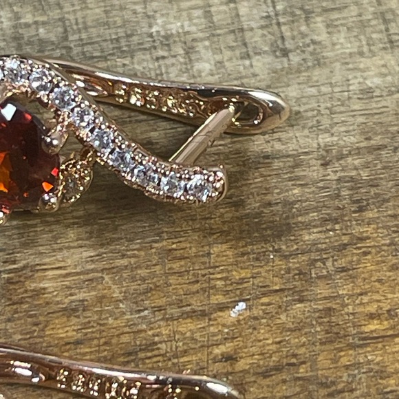 2.46ct Sapphire Earrings Rolled 14k ORANGE & WHITE - Picture 5 of 11